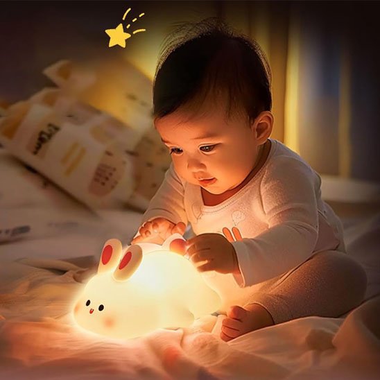 Veilleuse lapin tactile pour chambre enfant, rechargeable USB, compagnon rassurant