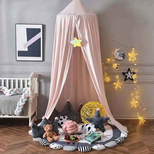 Ciel de lit bébé | Voilage doux rose pour créer un cocon féerique