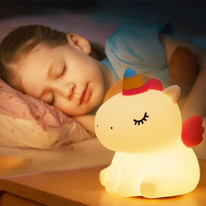 Compagnon lumineux rassurant pour enfant en forme de licorne