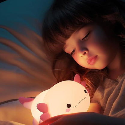 Veilleuse Axolotl bébé en silicone souple et résistant