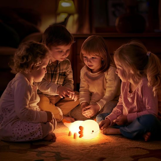 Veilleuse bébé Axolotl apaisante dans la chambre d'enfant