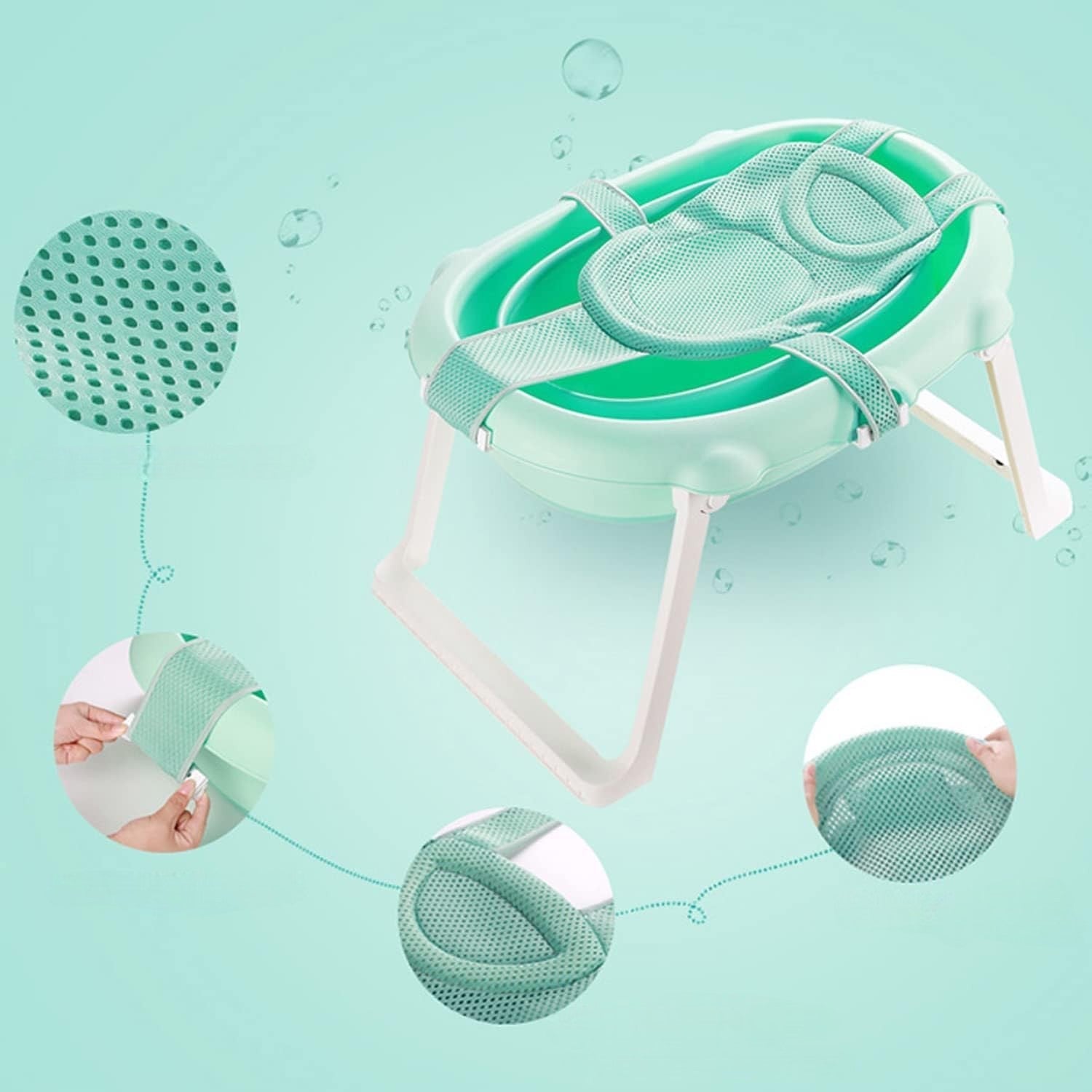 Transat de Bain Bébé - BabyBathMeshSupport™ - Vert - Mes Essentiels Bébé